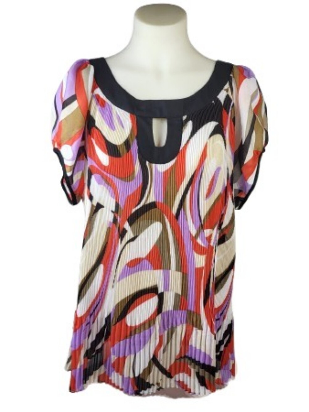 Essentials by Milano Accordion Pleated Keyhole Top Sz 2X